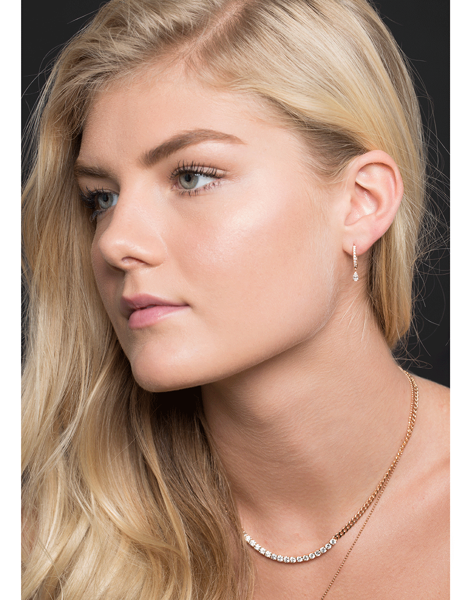 ANITA KO-Pear Diamond Drop Huggie Earrings-ROSE GOLD