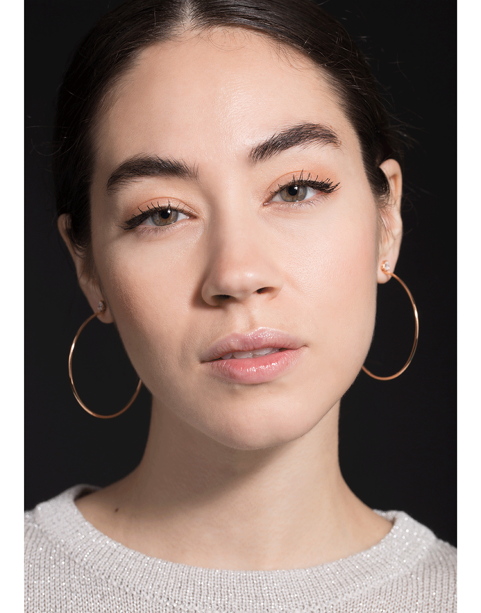 ANITA KO-Pear Diamond Stud Hoop Earrings-ROSE GOLD