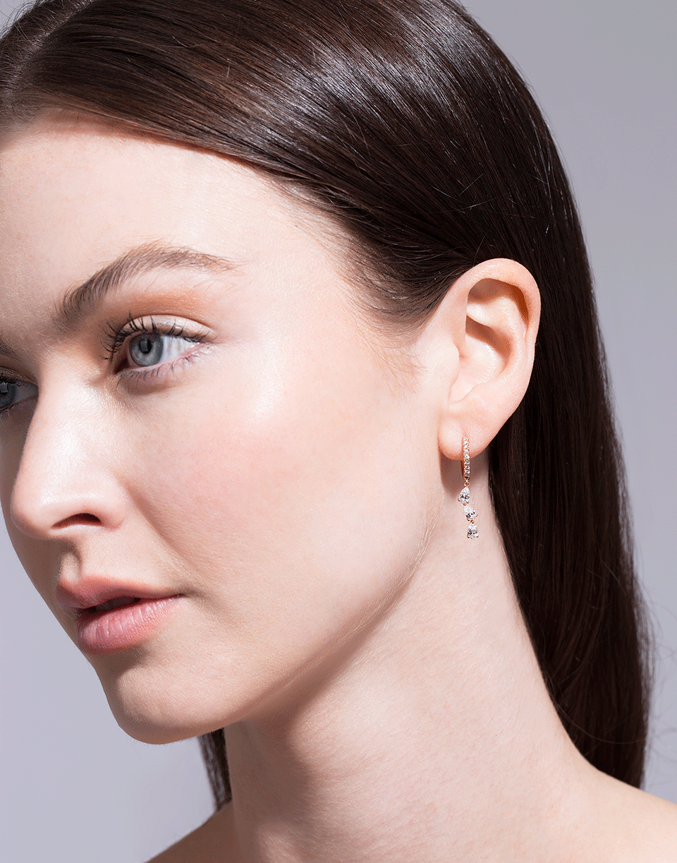 ANITA KO-Pear Shape Diamond Huggies-ROSE GOLD