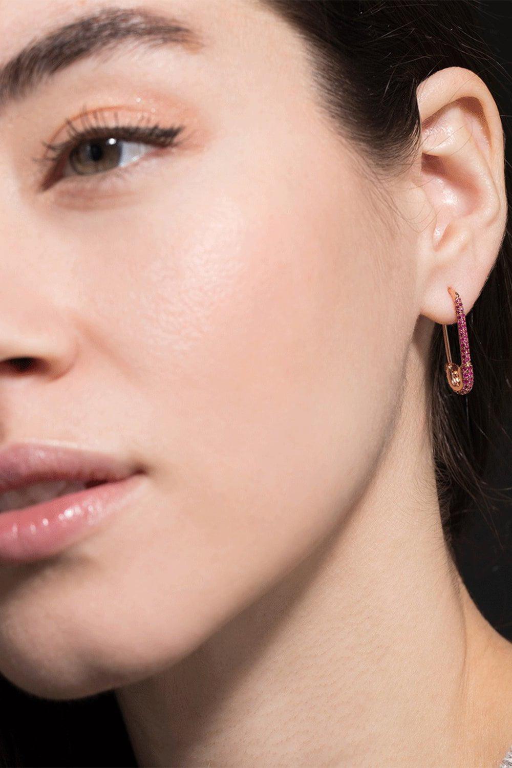 ANITA KO-Ruby Safety Pin Right Earring-ROSE GOLD