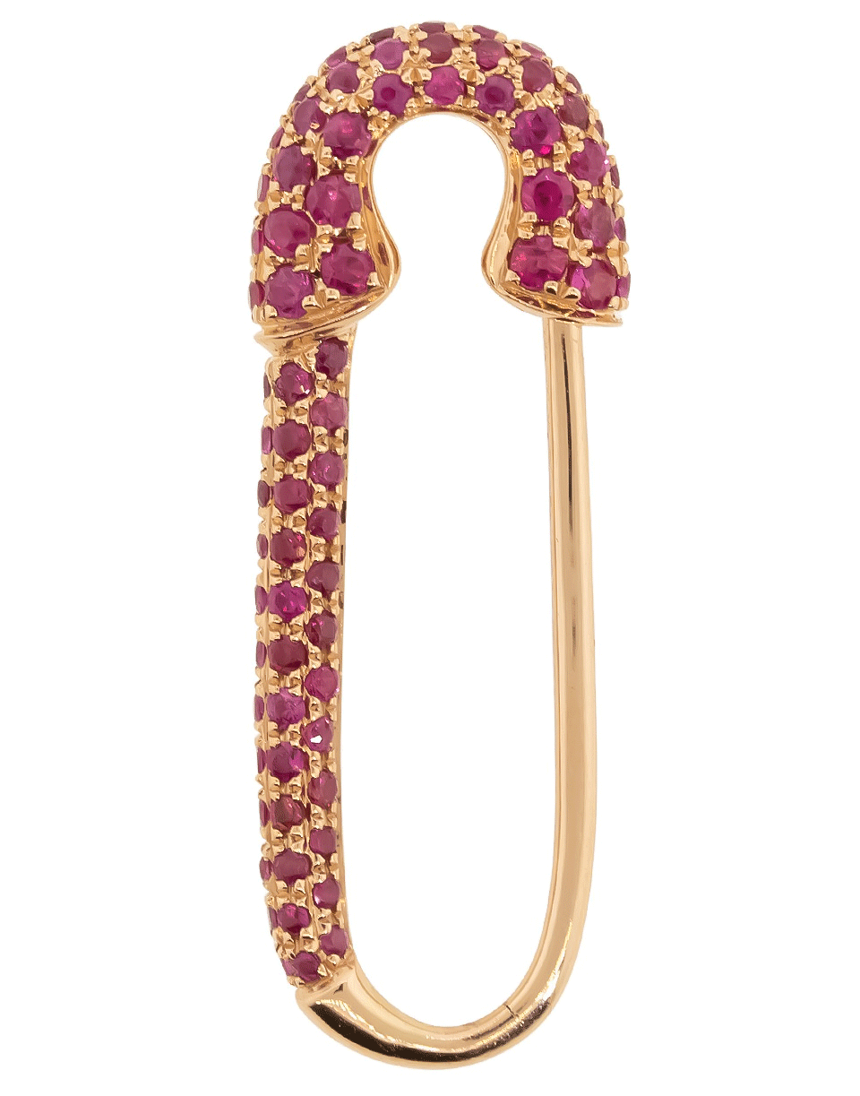 ANITA KO-Rose Gold Ruby Safety Pin Left Earring-ROSE GOLD