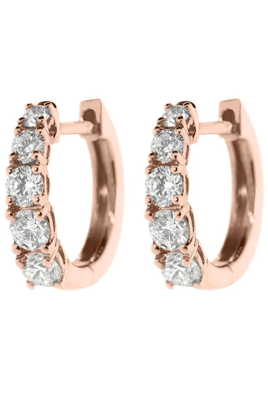 ANITA KO-Rose Gold Small Graduated Diamond Huggies-ROSE GOLD