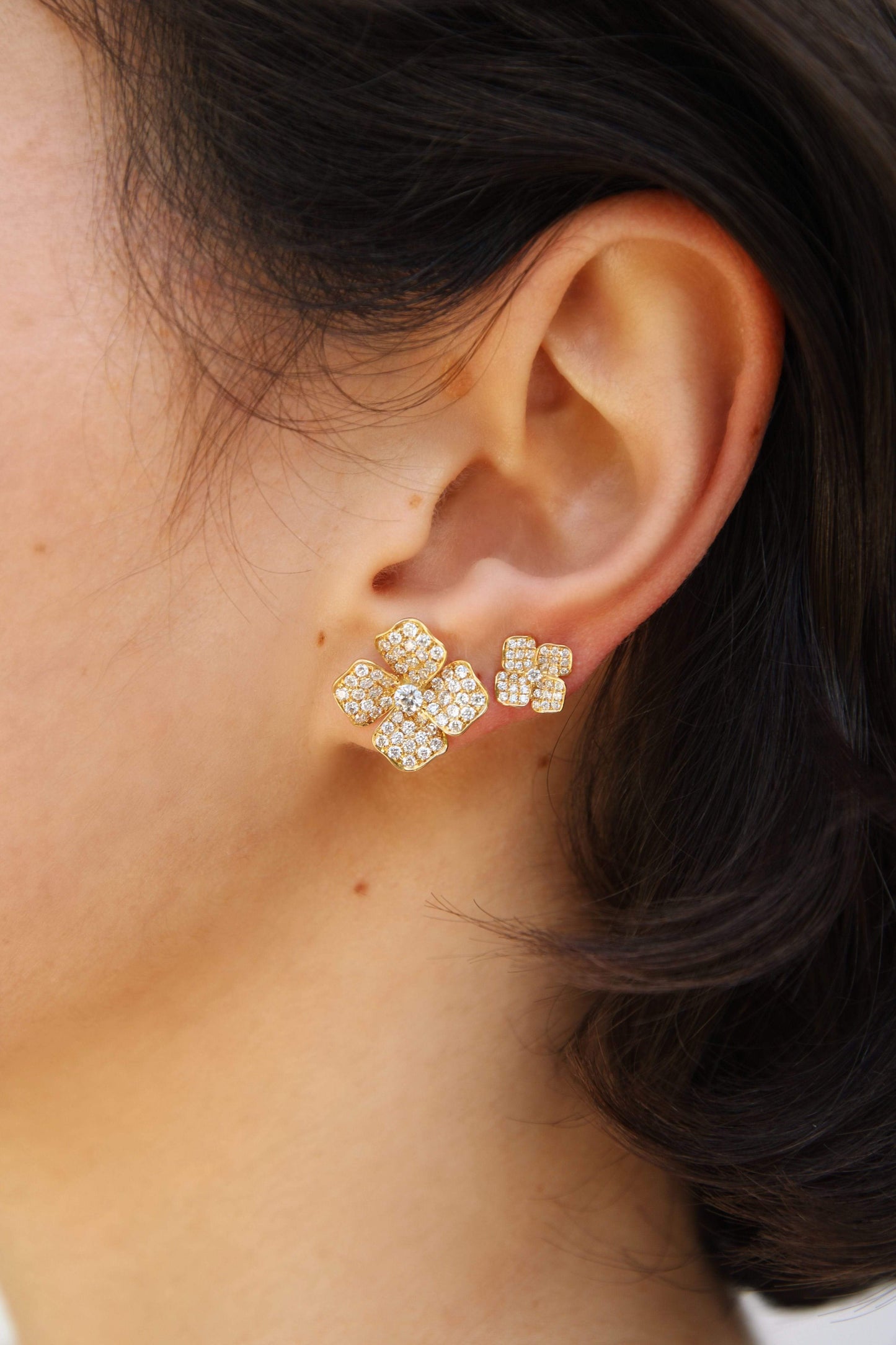 ANITA KO-Small Diamond Flower Studs-ROSE GOLD