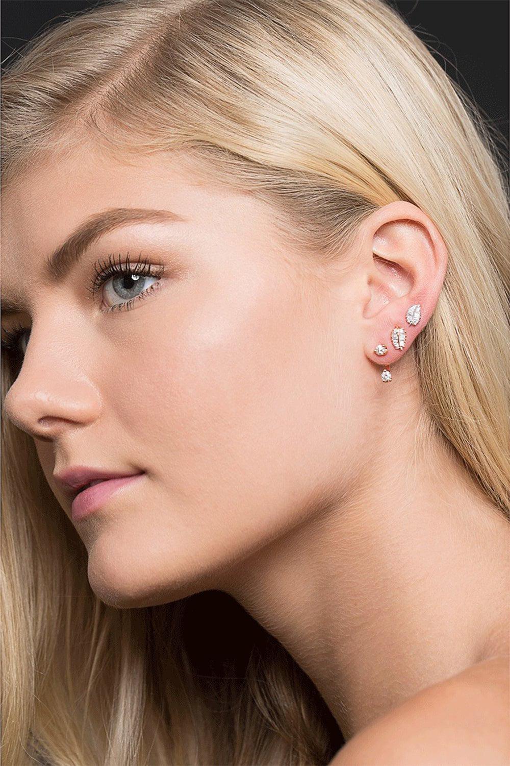 ANITA KO-Small Palm Leaf Diamond Studs-ROSE GOLD