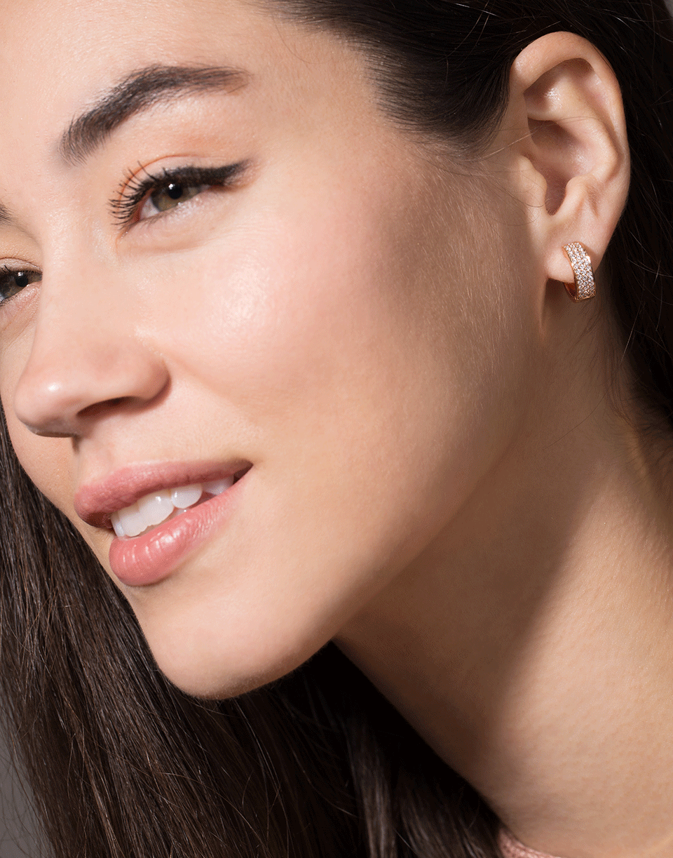 ANITA KO-Three Row Diamond Huggies-ROSE GOLD