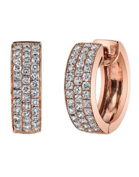 ANITA KO-Three Row Diamond Huggies-ROSE GOLD