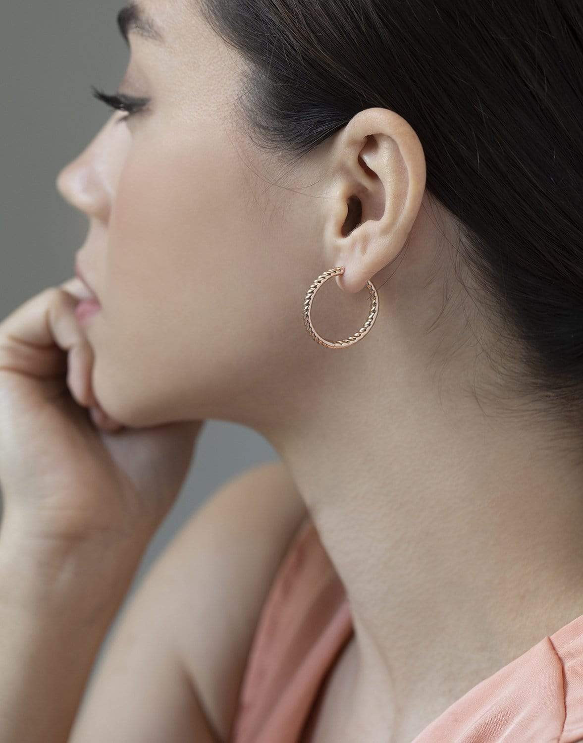 ANITA KO-Zoe Braided Hoops - Rose Gold-ROSE GOLD