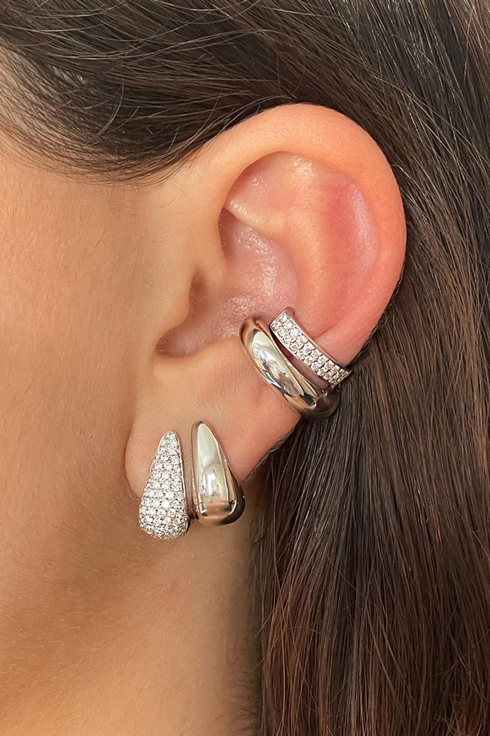 Diamond Small Claw Earrings-WHITE GOLD-JEWELRYFINE JEWELEARRING-ANITA KO