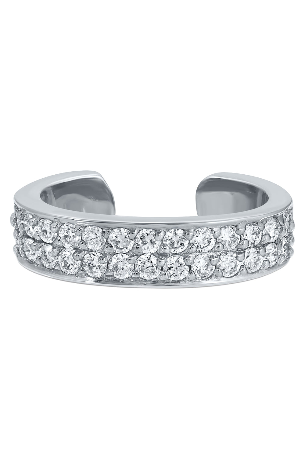 Double Row Diamond Ear Cuff-WHITE GOLD-JEWELRYFINE JEWELEARRING-ANITA KO