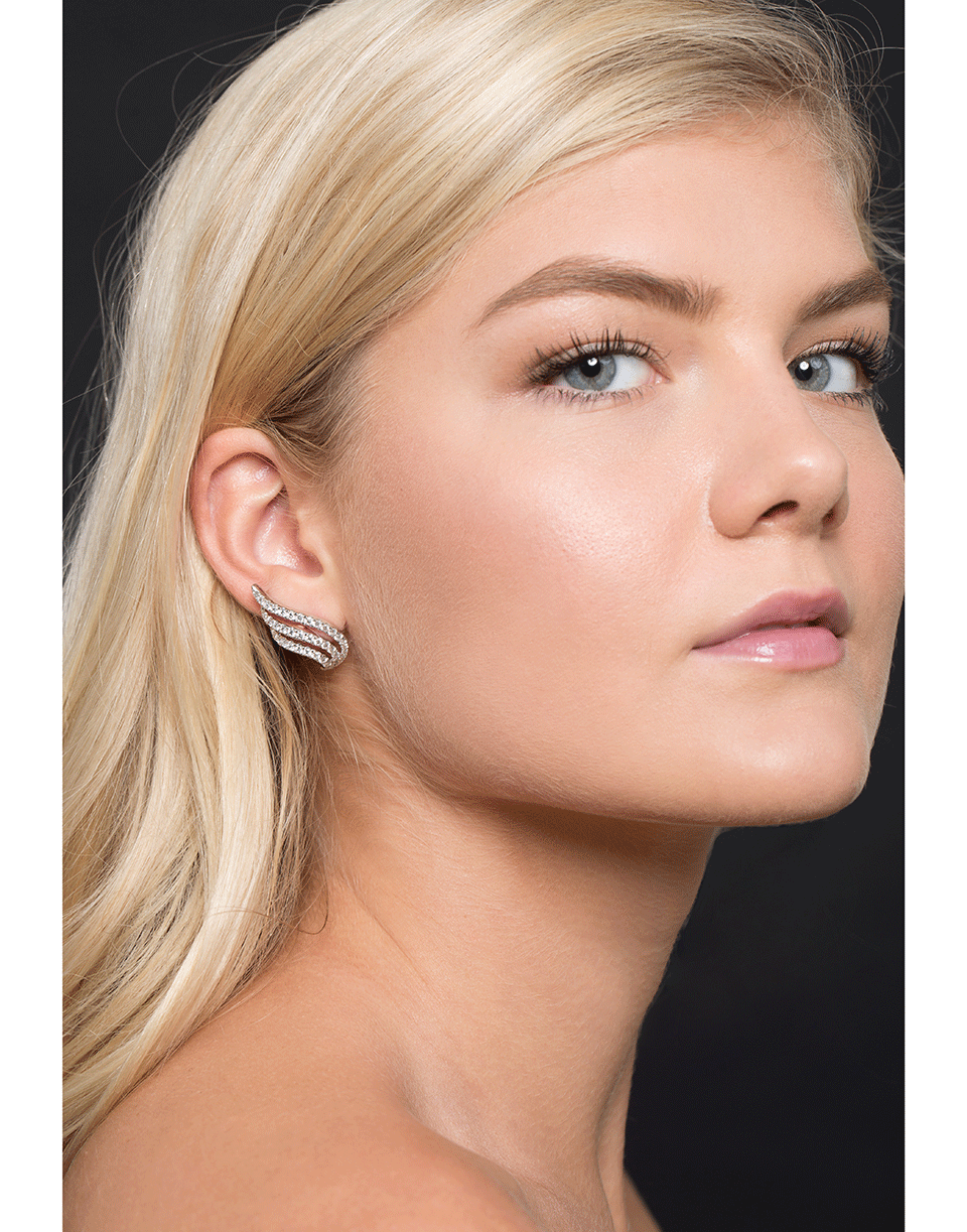 ANITA KO-Large Diamond Wave Earrings-WHITE GOLD