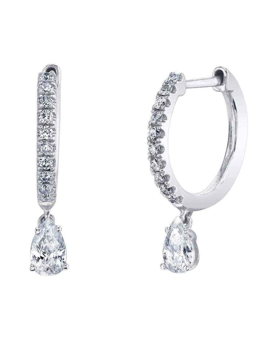 ANITA KO-Pave Pear Diamond Drop Huggie-WHITE GOLD