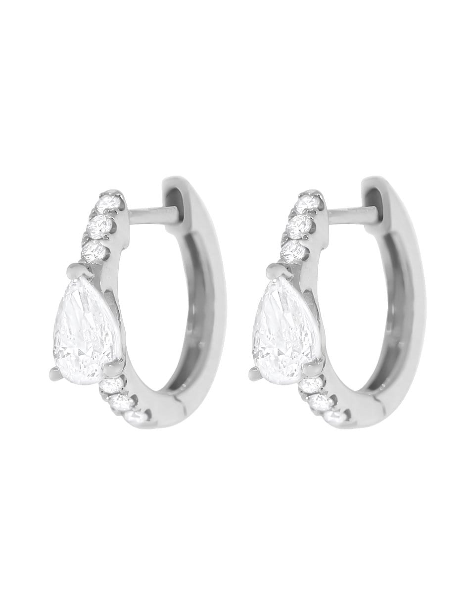 ANITA KO-Pear Diamond Center Pave Huggies-WHITE GOLD