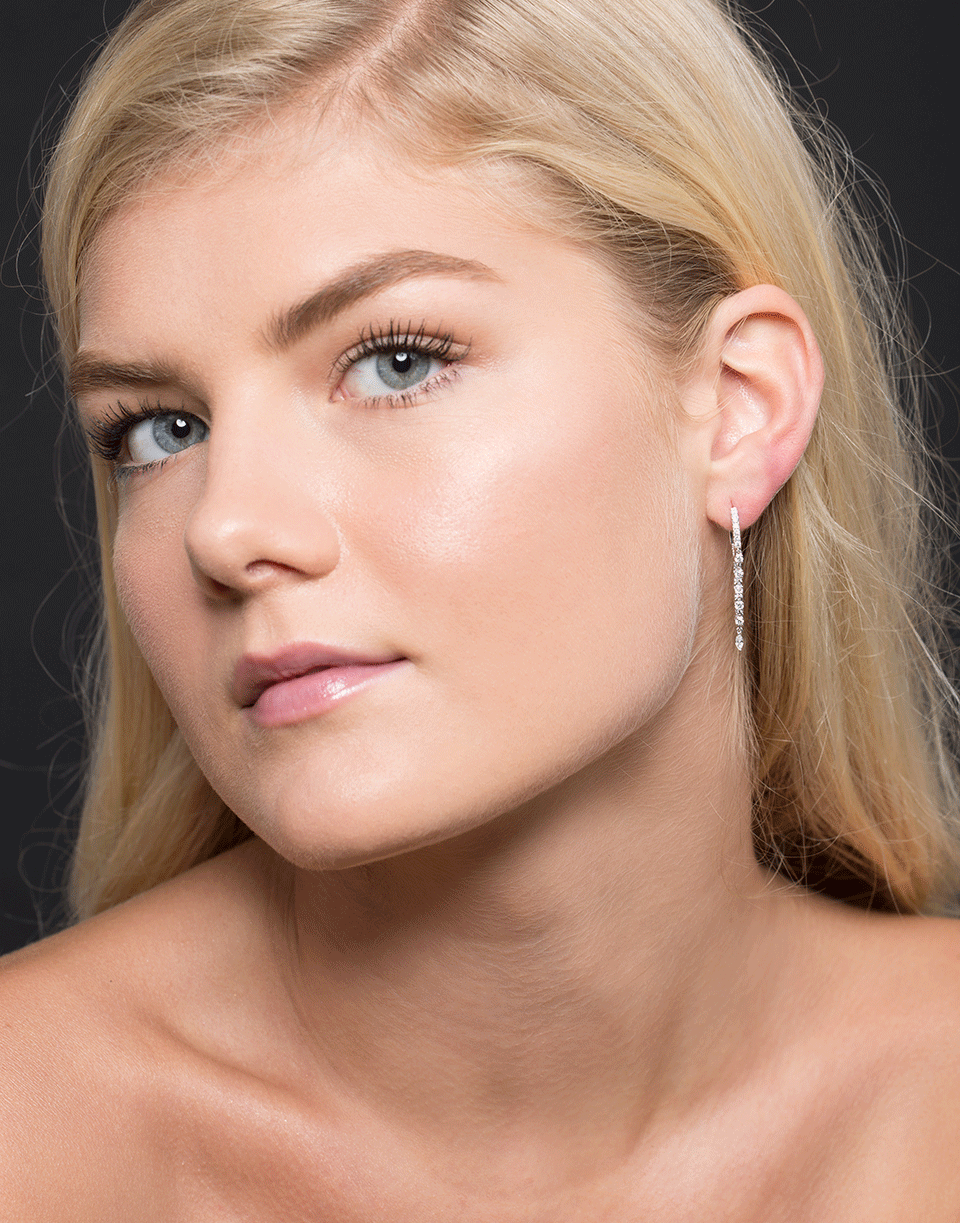 ANITA KO-Sienna Huggie Diamond Chain Earrings-WHITE GOLD