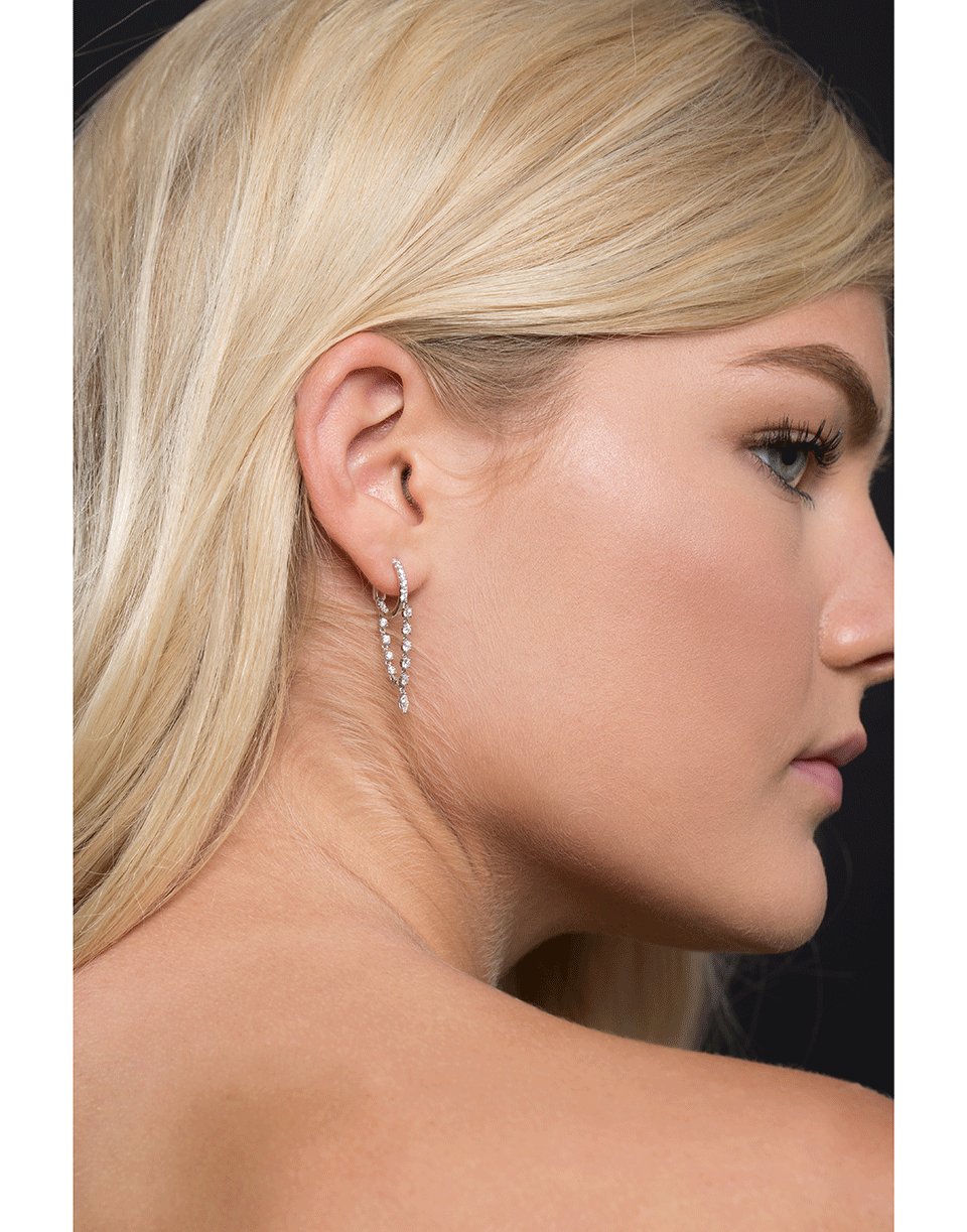 ANITA KO-Sienna Huggie Diamond Chain Earrings-WHITE GOLD