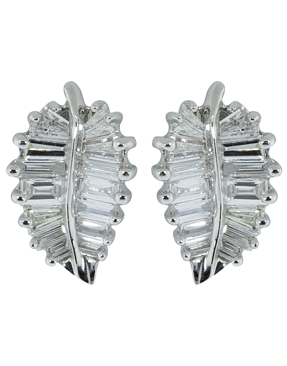 ANITA KO-Small Palm Leaf Diamond Studs-WHITE GOLD