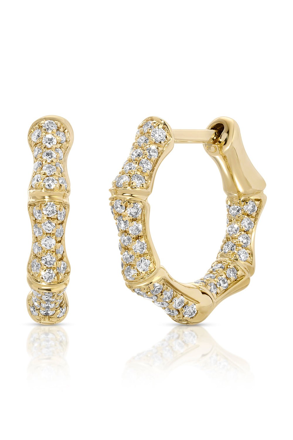 Bamboo Diamond Huggie Earrings