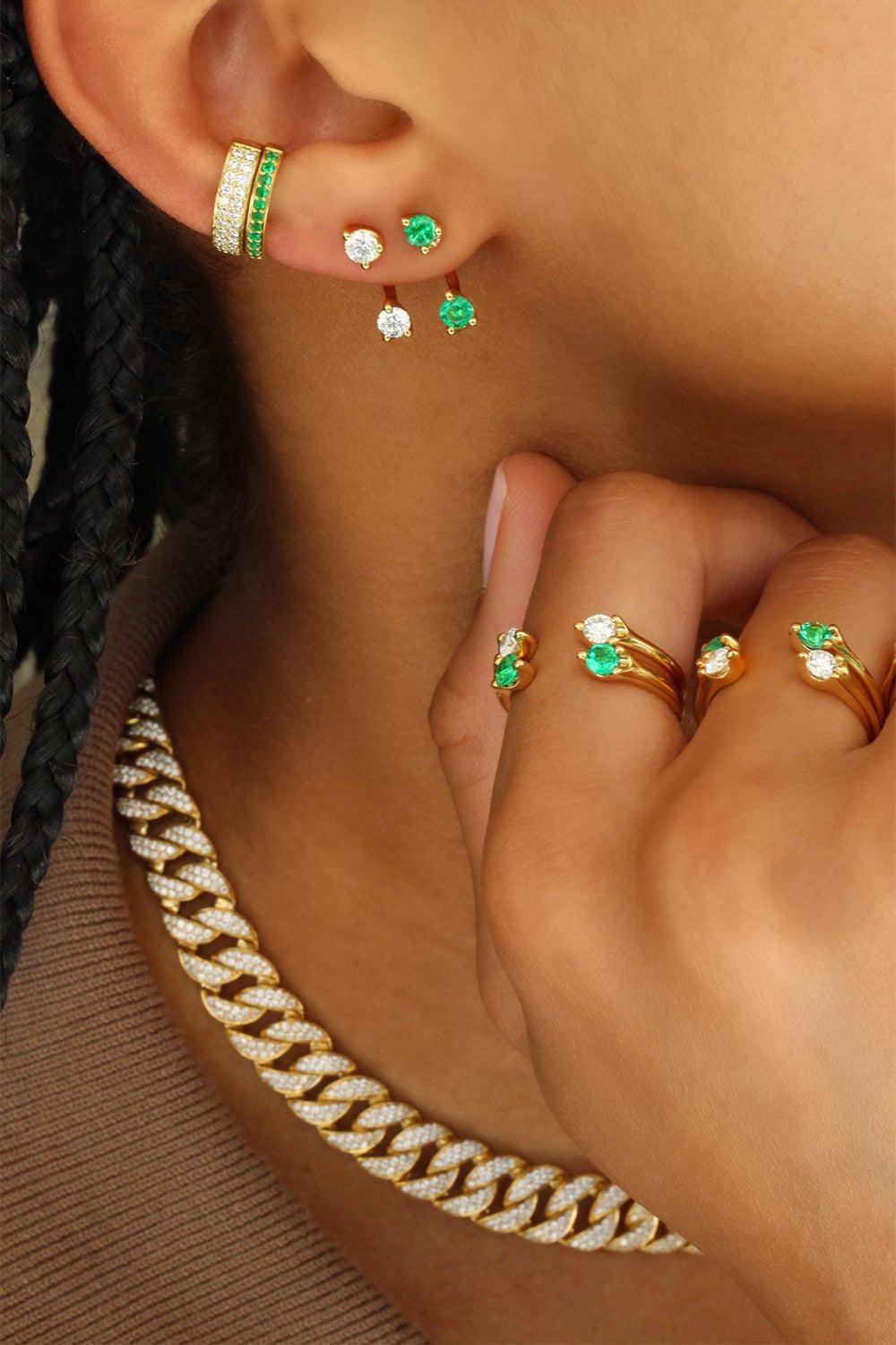 ANITA KO-Classic Emerald Orbit Earring-YELLOW GOLD