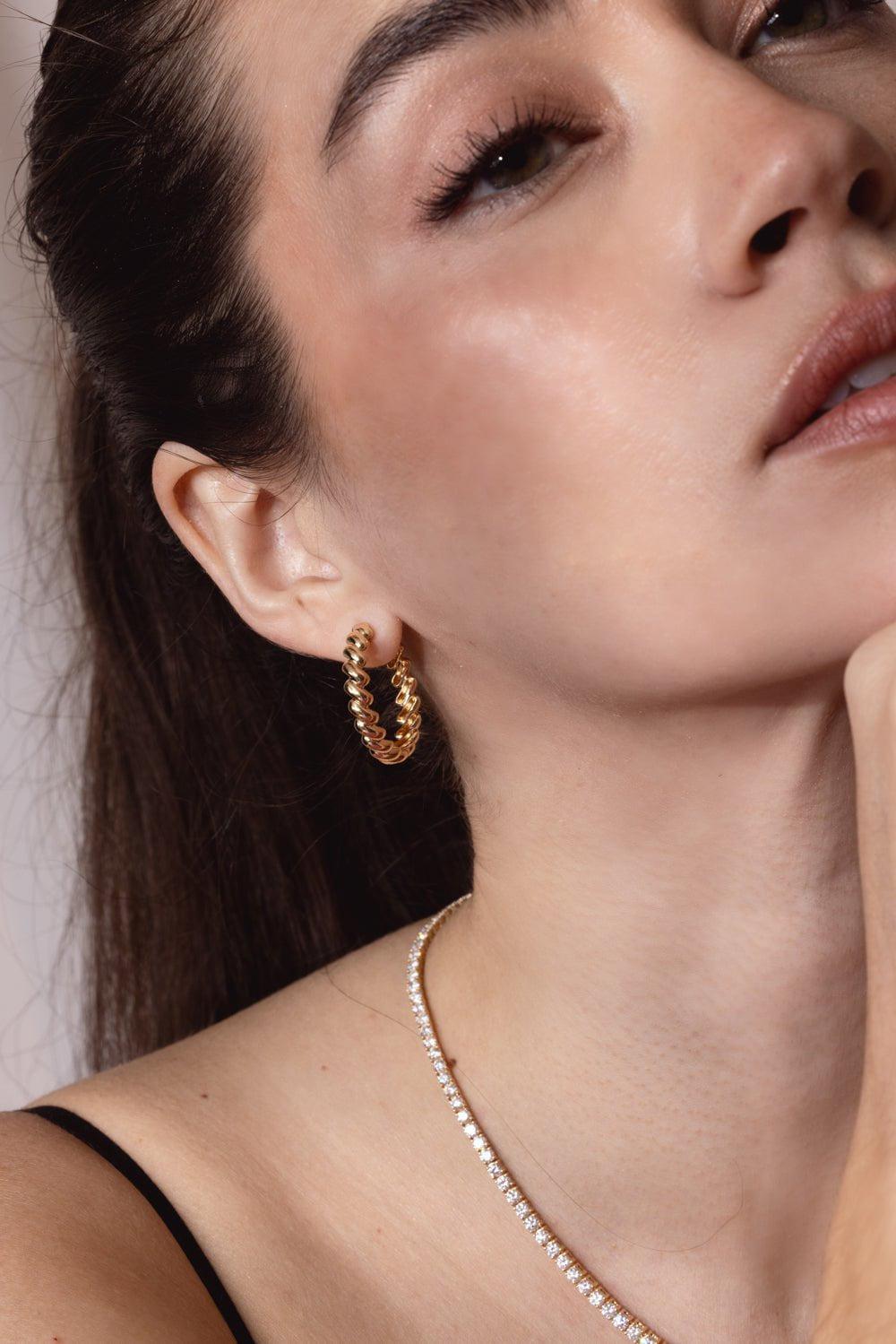 ANITA KO-Coil Hoop Earrings-YELLOW GOLD