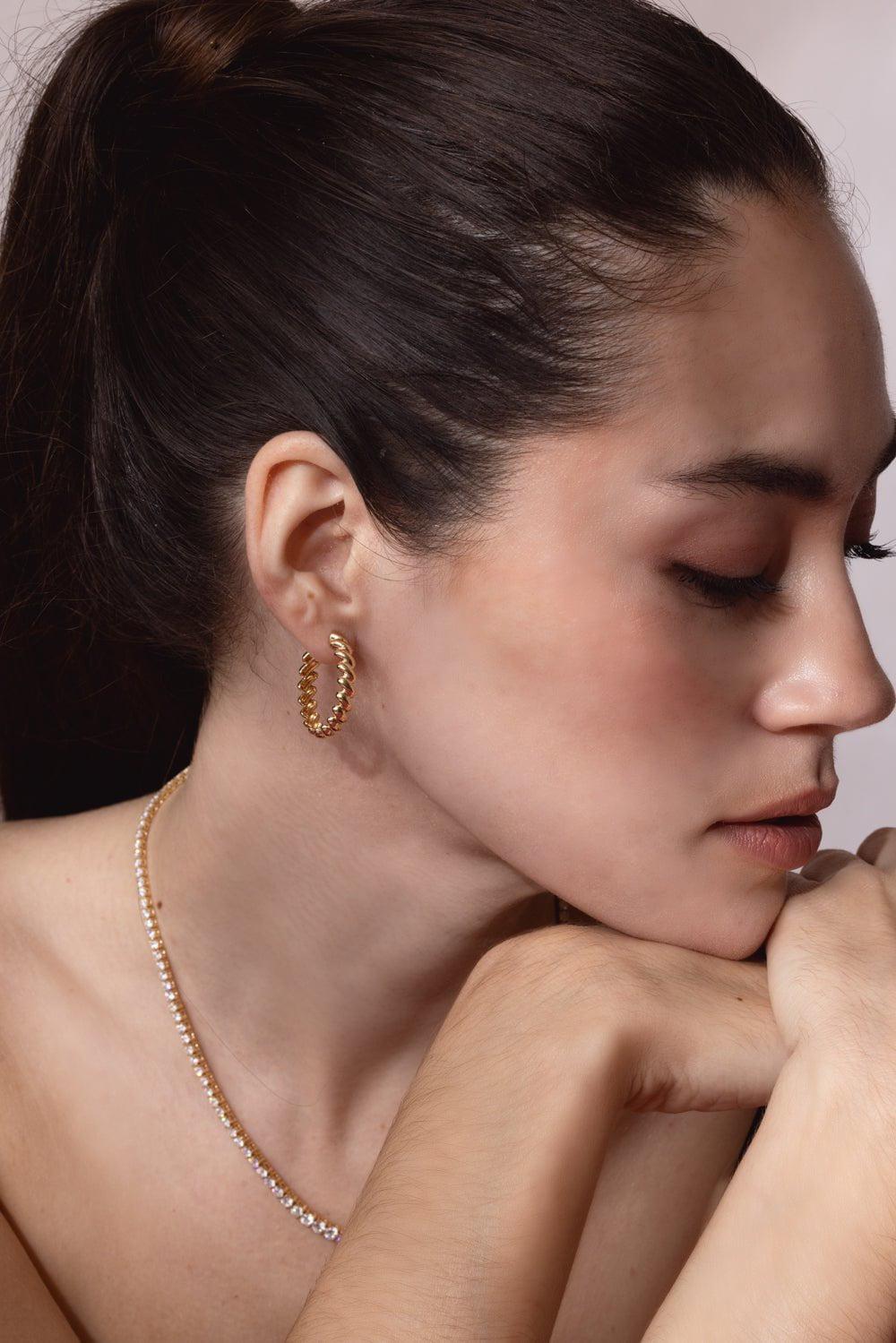 ANITA KO-Coil Hoop Earrings-YELLOW GOLD
