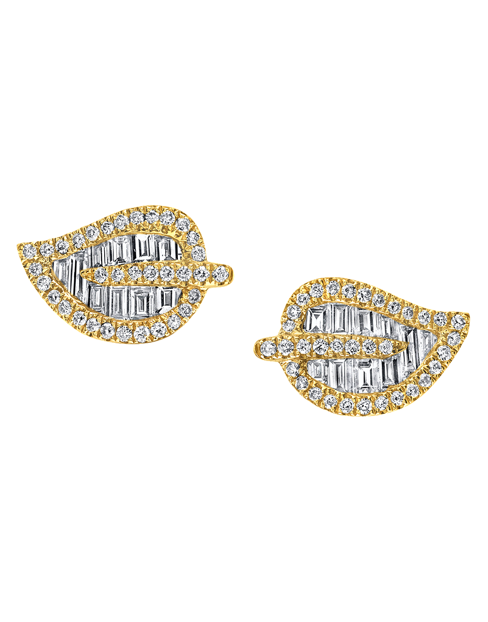 ANITA KO-Diamond Leaf Stud Earrings-YELLOW GOLD