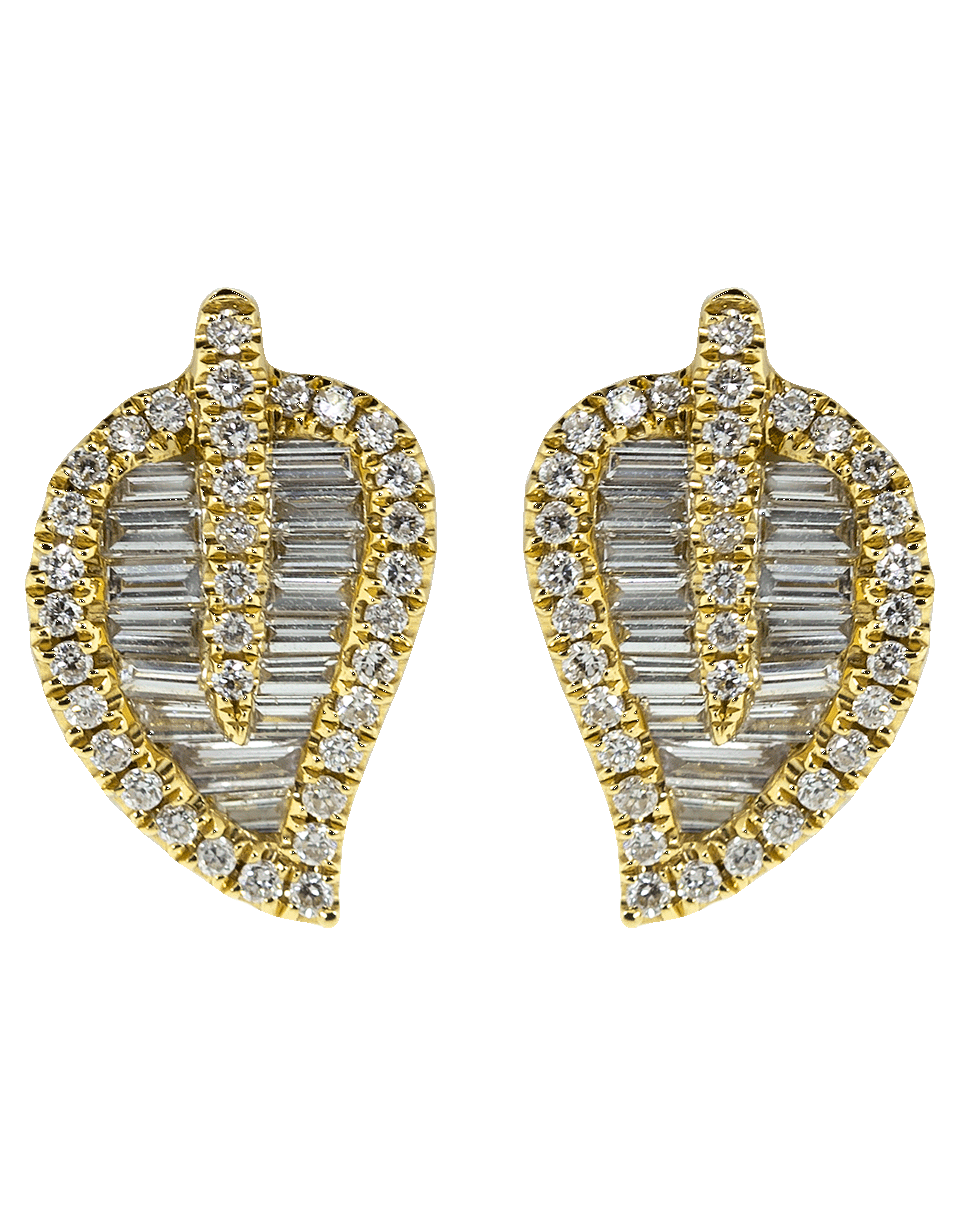 ANITA KO-Diamond Leaf Stud Earrings-YELLOW GOLD