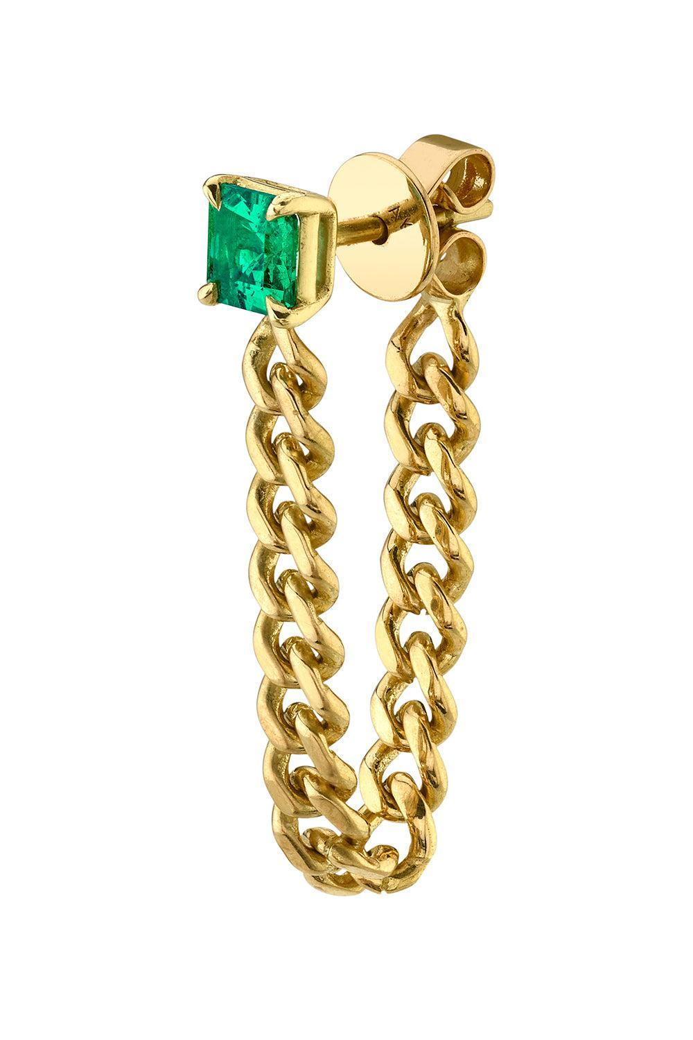 Emerald Cuban Link Loop Earring-YELLOW GOLD-JEWELRYFINE JEWELEARRING-ANITA KO