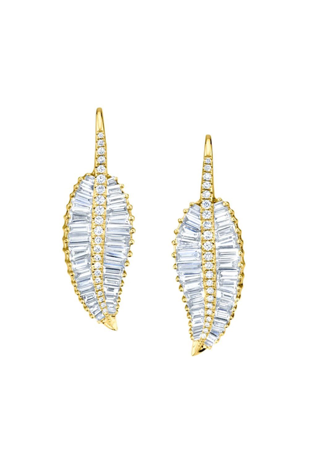 ANITA KO-Large Palm Leaf Drop Earrings-YELLOW GOLD