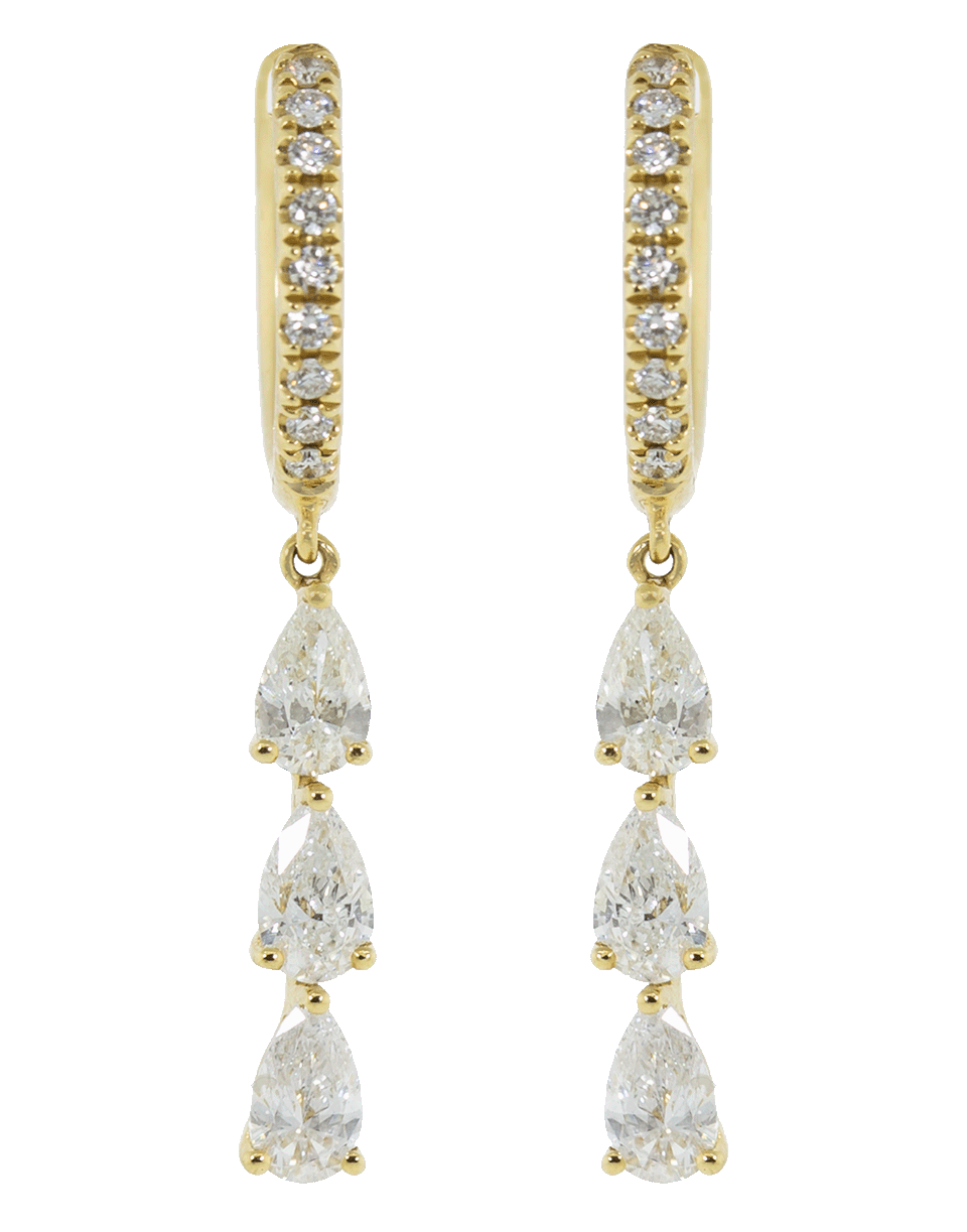 ANITA KO-Pear Diamond Drop Huggie Earrings-YELLOW GOLD