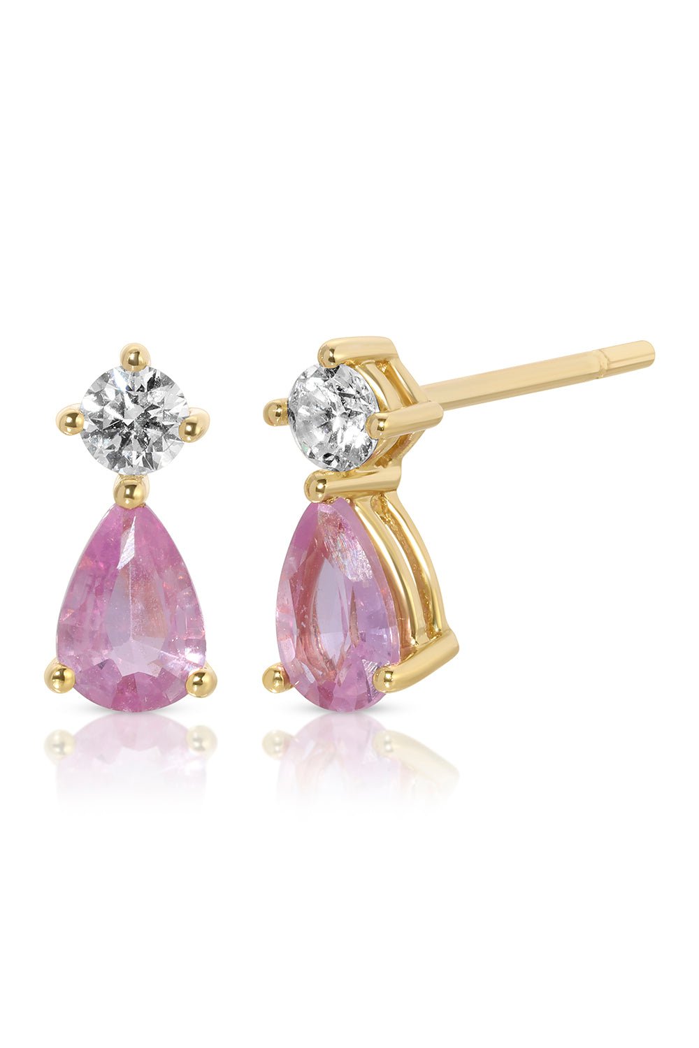 ANITA KO-Pink Sapphire Violet Stud Earrings-YELLOW GOLD