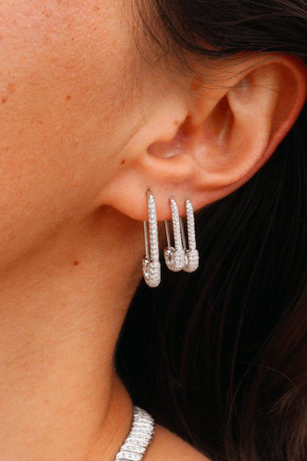 ANITA KO-Yellow Gold Diamond Safety Pin Earring-YELLOW GOLD