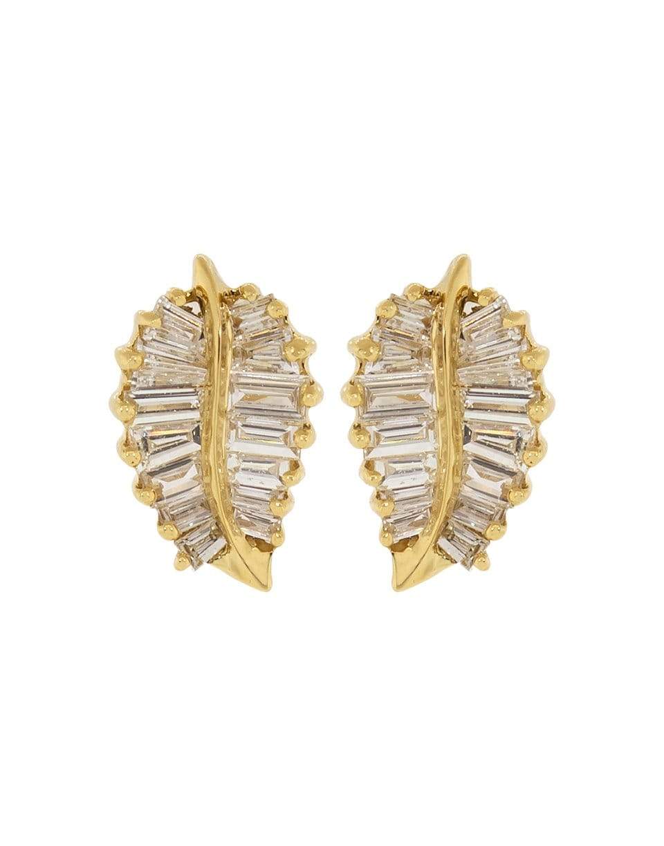 ANITA KO-Small Palm Leaf Diamond Studs-YELLOW GOLD