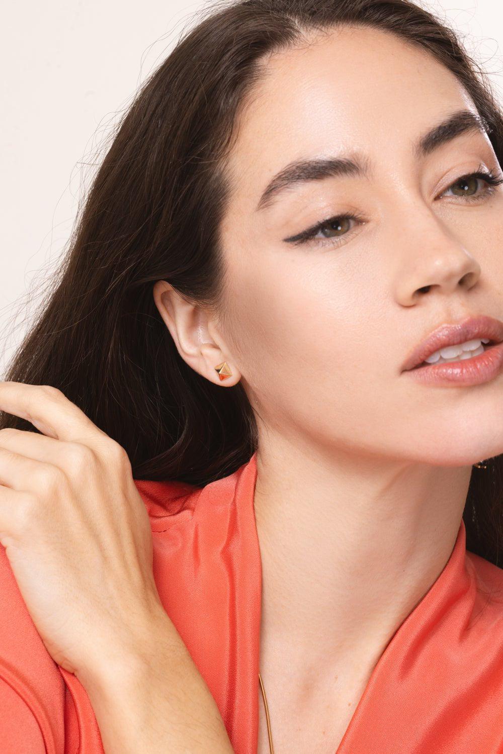 ANITA KO-Spike Stud Earrings-YELLOW GOLD