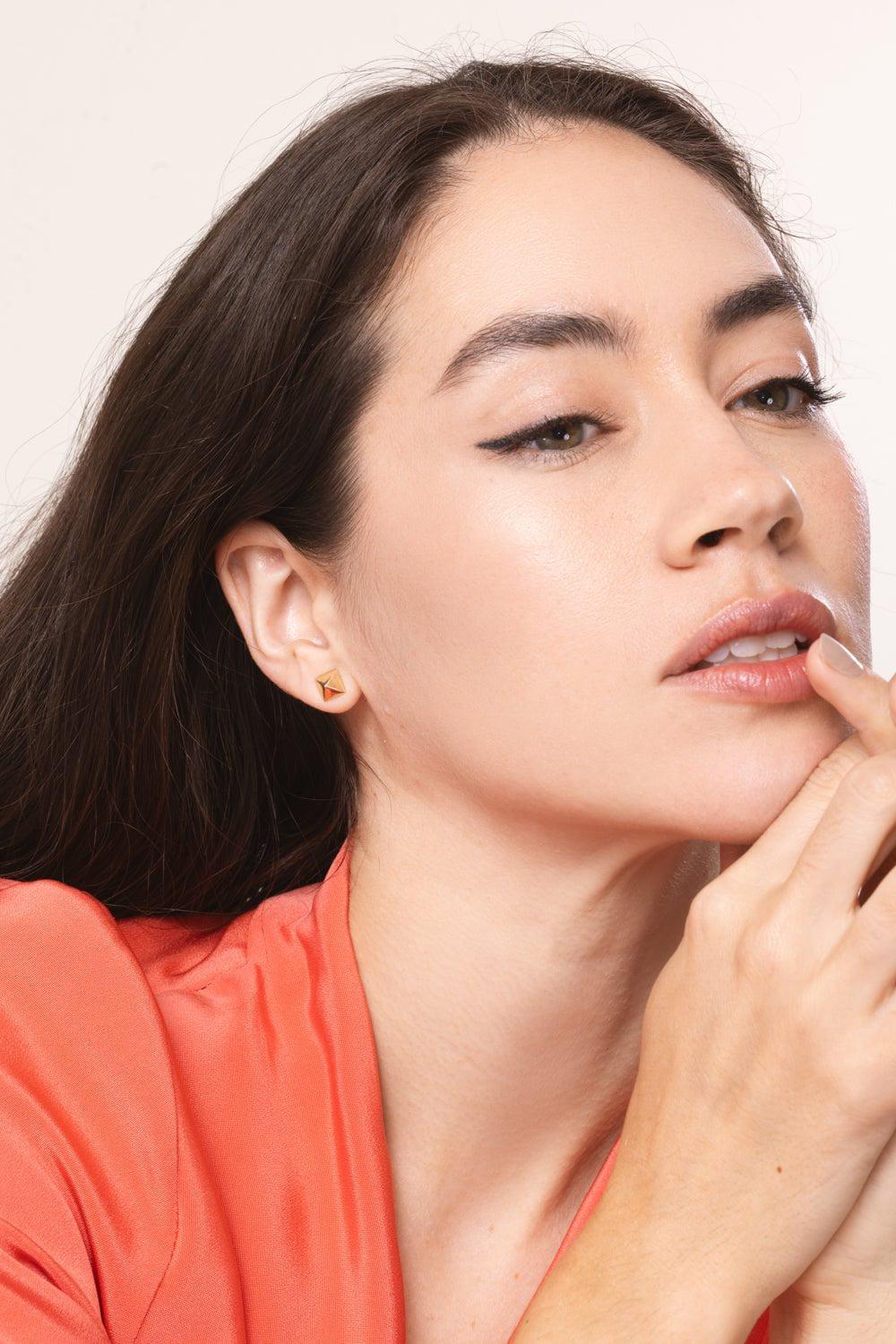 ANITA KO-Spike Stud Earrings-YELLOW GOLD