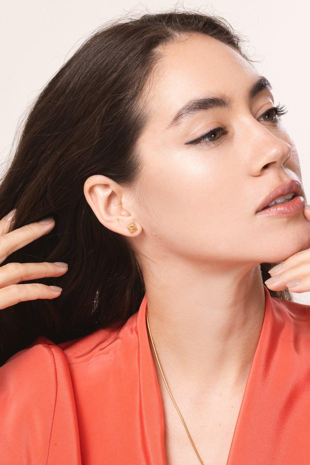 ANITA KO-Spike Stud Earrings-YELLOW GOLD