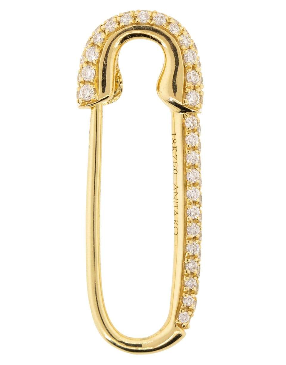 ANITA KO-Yellow Gold Pave Diamond Single Safety Pin Earring-YELLOW GOLD