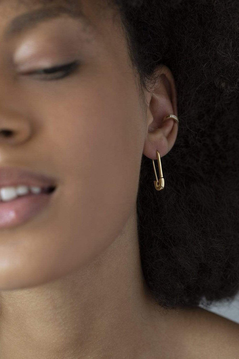 ANITA KO-Yellow Gold Safety Pin Single Earring-YELLOW GOLD