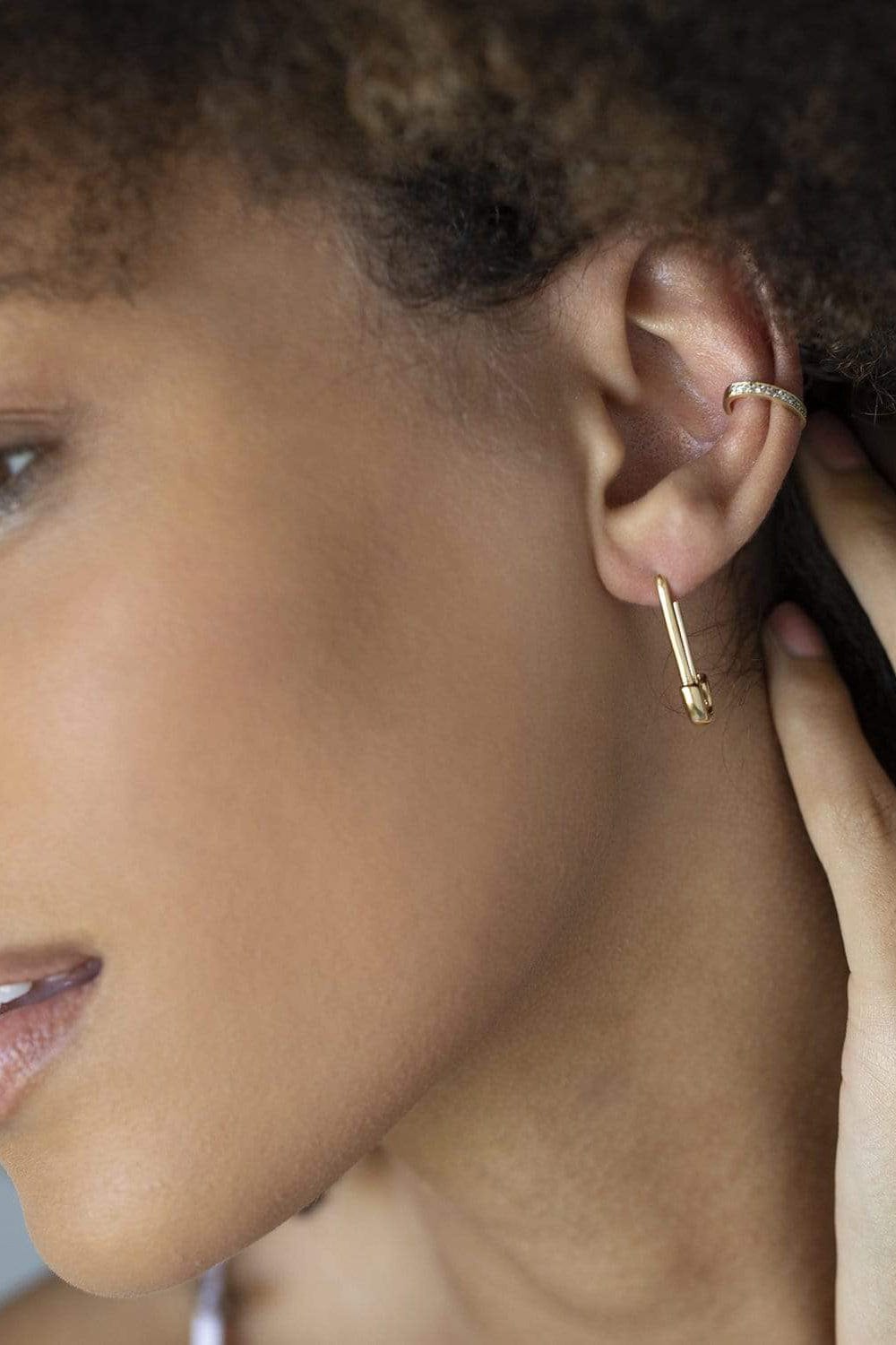ANITA KO-Yellow Gold Single Row Diamond Ear Cuff-YELLOW GOLD
