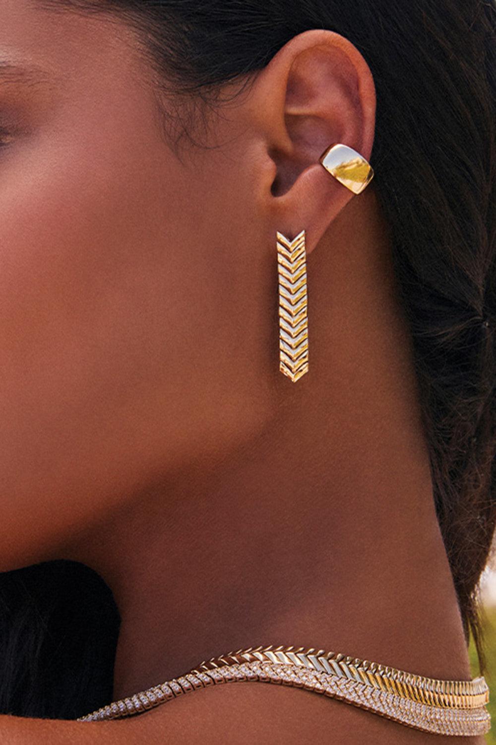 Zipper Drop Earrings-YELLOW GOLD-JEWELRYFINE JEWELEARRING-ANITA KO