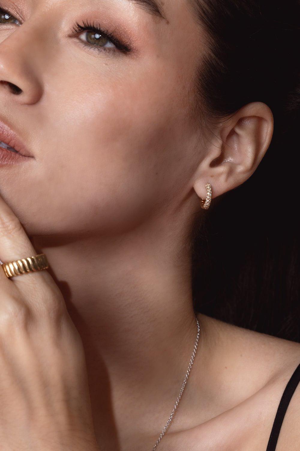ANITA KO-Zoe Huggie Earrings-YELLOW GOLD