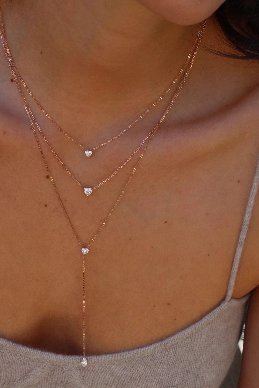 ANITA KO-Bezel Heart Diamond Pendant-ROSE GOLD