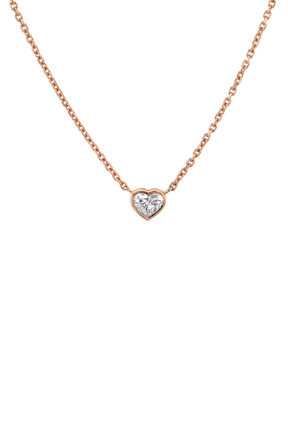 ANITA KO-Bezel Heart Diamond Pendant-ROSE GOLD