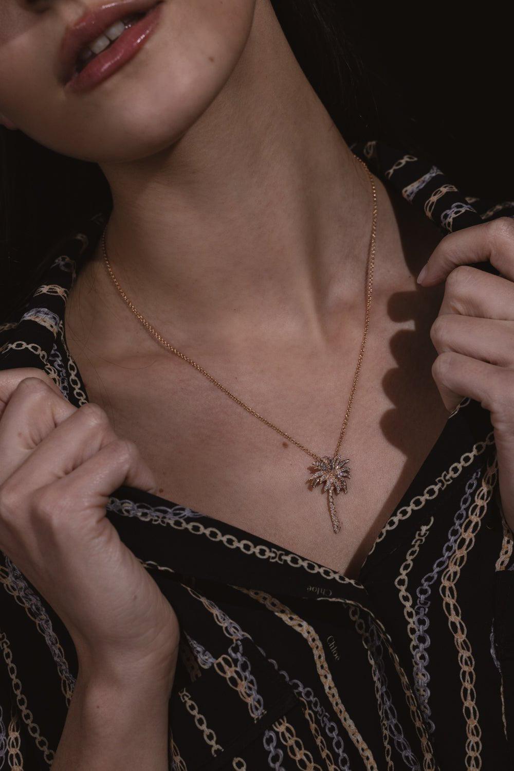 ANITA KO-Diamond Palm Tree Necklace-