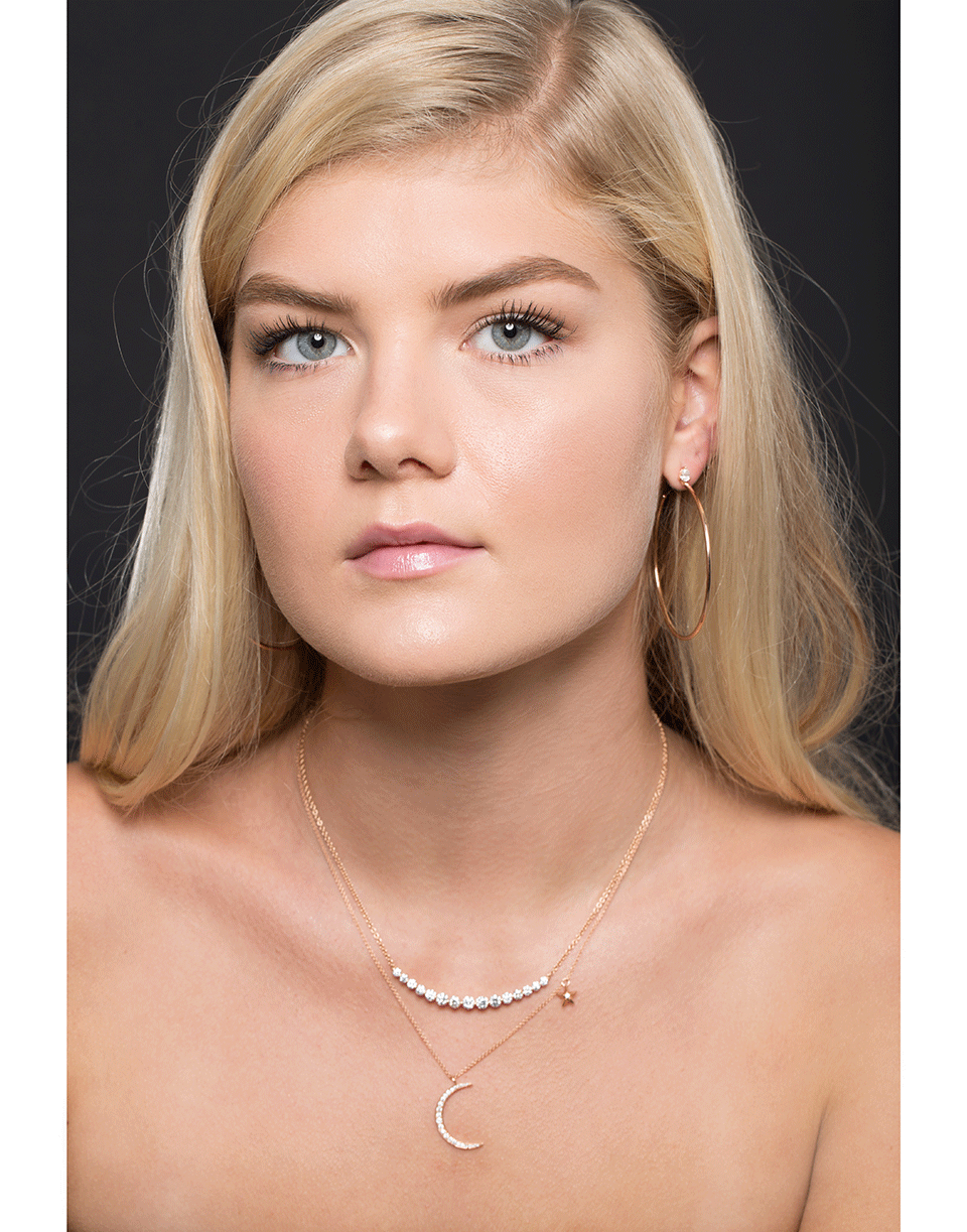 ANITA KO-Large Diamond Crescent Necklace-ROSE GOLD