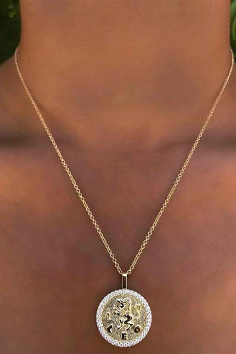 ANITA KO-Leo Zodiac Coin Pendant Necklace-ROSE GOLD