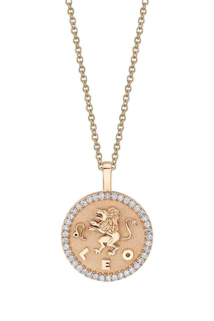 ANITA KO-Leo Zodiac Coin Pendant Necklace-ROSE GOLD