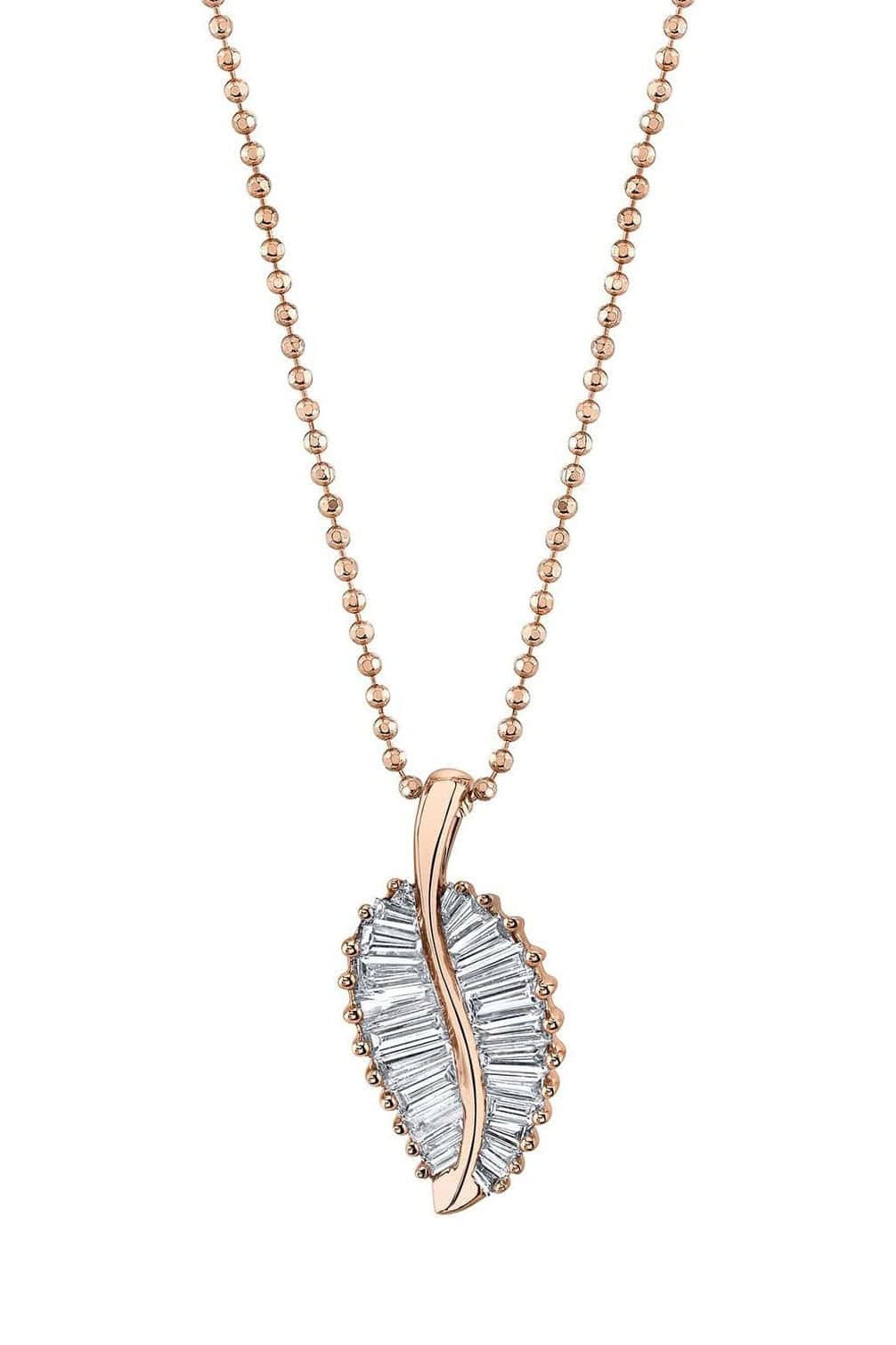 ANITA KO-Rose Gold Diamond Palm Leaf Necklace-ROSE GOLD