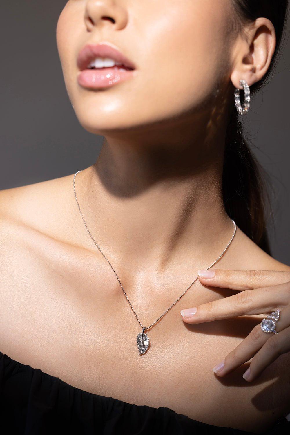 ANITA KO-Diamond Palm Leaf Necklace-WHITE GOLD