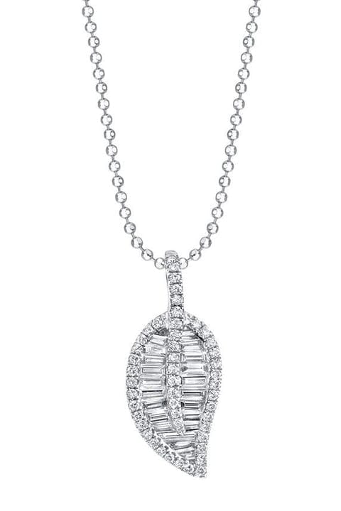 ANITA KO-White Gold Classic Diamond Leaf Necklace-WHITE GOLD