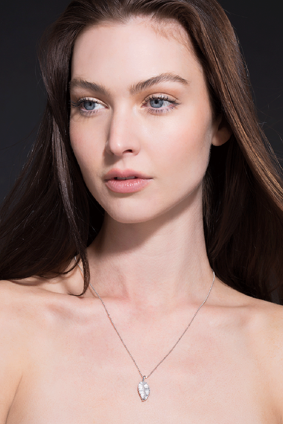 ANITA KO-White Gold Diamond Palm Leaf Necklace-WHITE GOLD