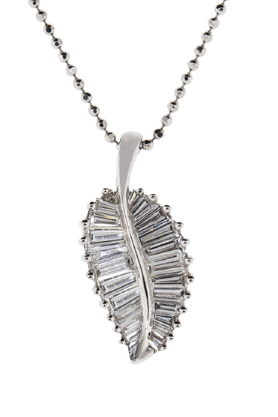 ANITA KO-White Gold Diamond Palm Leaf Necklace-WHITE GOLD